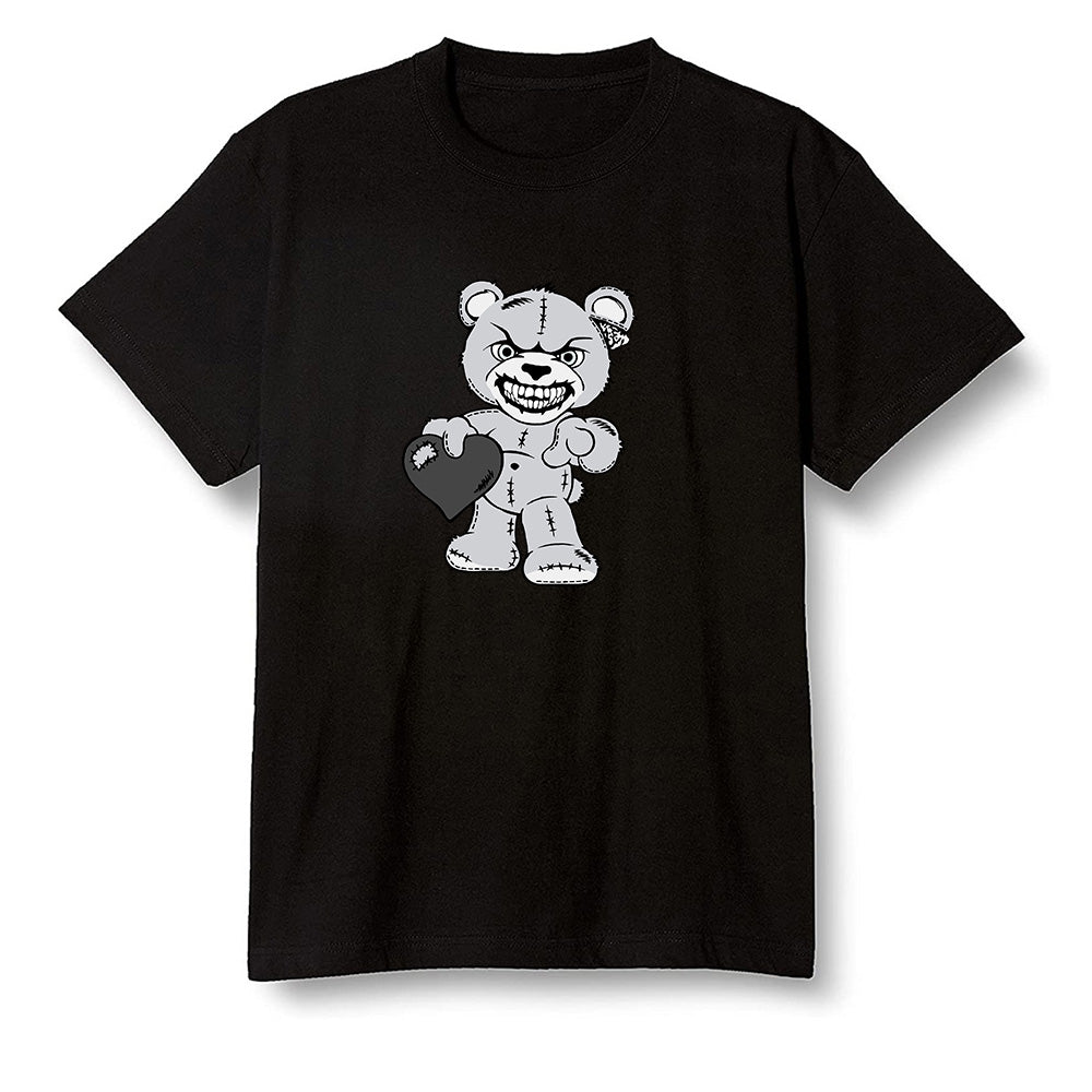 Pop Colour AJ1 High OG Silver TOE - Angry Teddy Bear - Black Men T-shirt