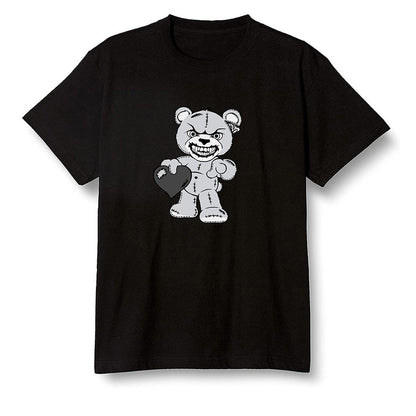Pop Colour AJ1 High OG Silver TOE - Angry Teddy Bear - Black Men T-shirt
