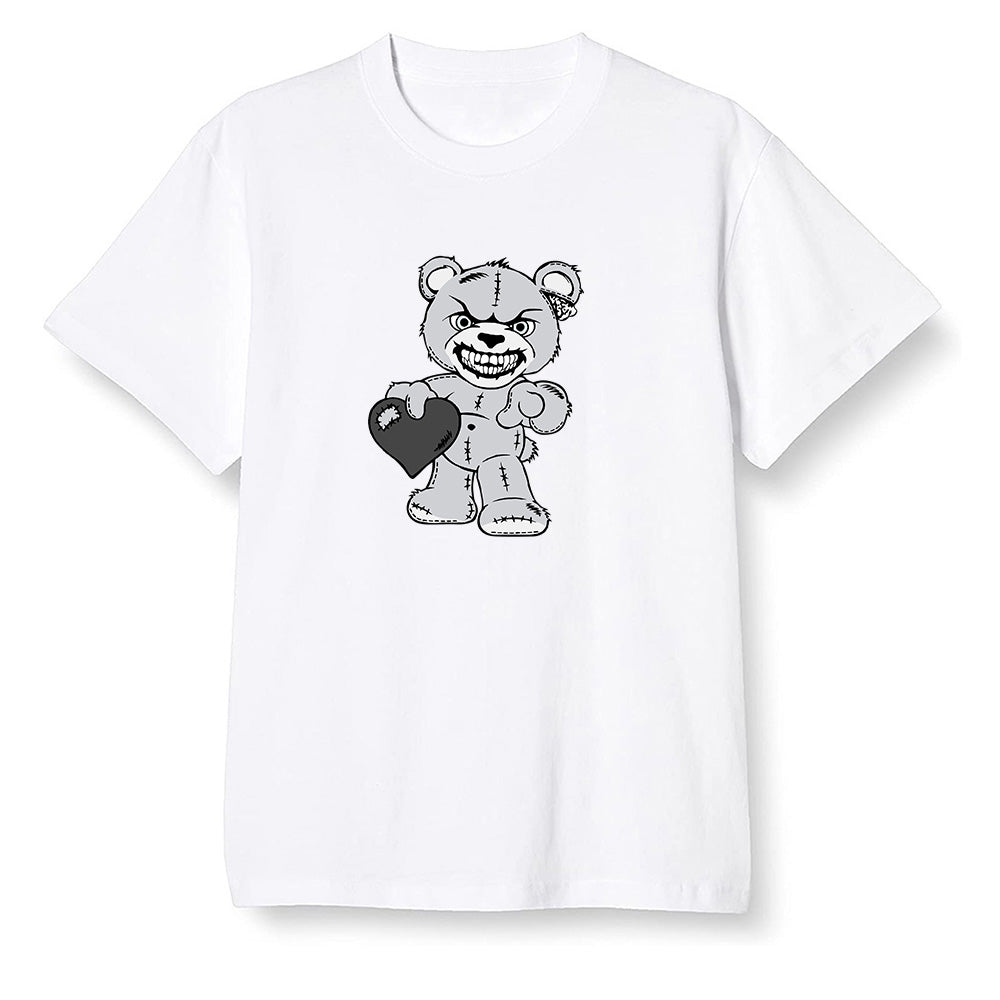 Pop Colour AJ1 High OG Silver TOE - Angry Teddy Bear - White Men T-shirt