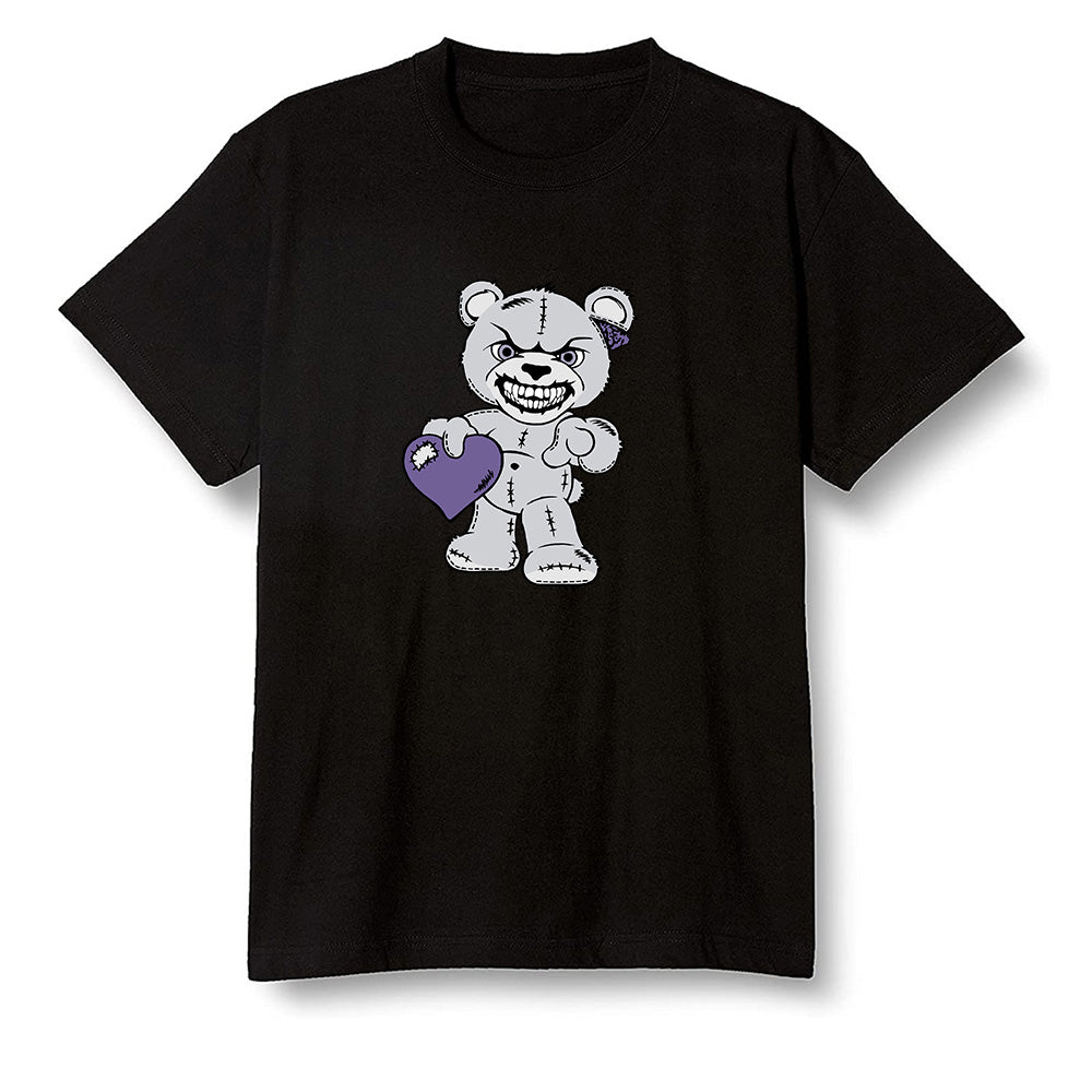Pop Colour AJ1 High OG Court Purple - Angry Teddy Bear - Black Men T-shirt