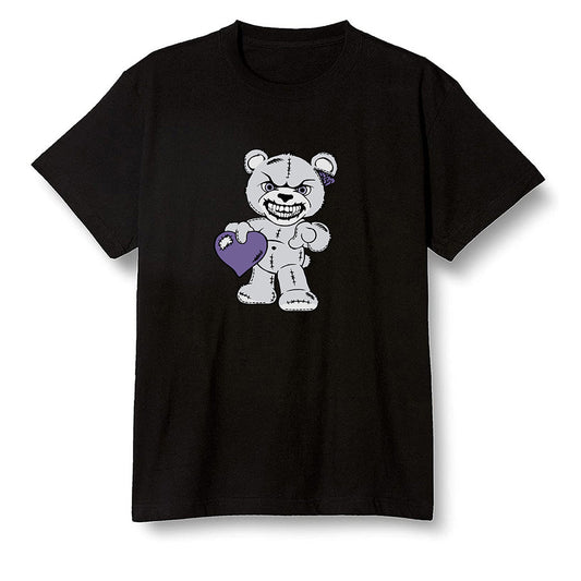 Pop Colour AJ1 High OG Court Purple - Angry Teddy Bear - Black Men T-shirt