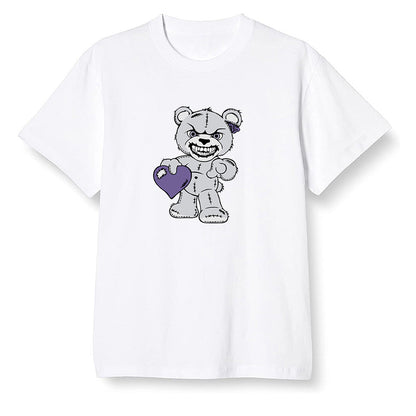 Pop Colour AJ1 High OG Court Purple - Angry Teddy Bear - White Men T-shirt