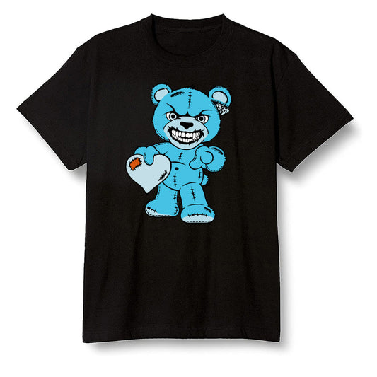 Pop Colour AJ13 Retro Obsidian Powder Blue - Angry Teddy Bear - Black Men T-shirt