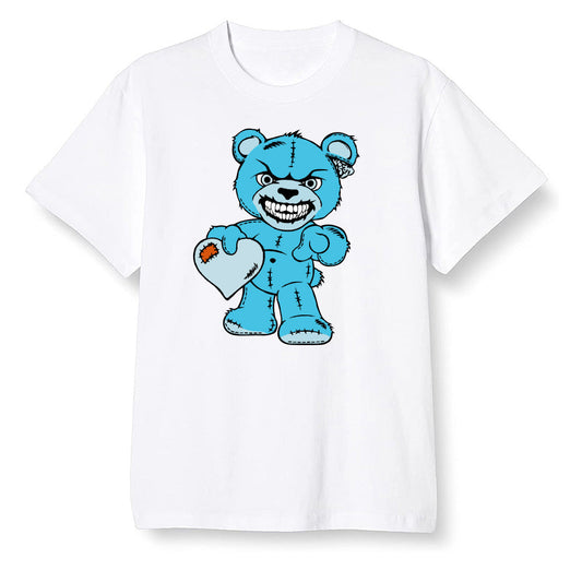 Pop Colour AJ13 Retro Obsidian Powder Blue - Angry Teddy Bear - White Men T-shirt