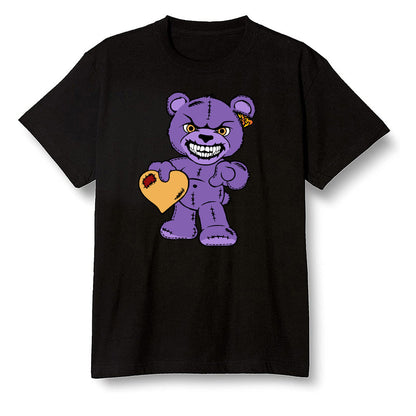Pop Colour AJ13 Retro Court Purple - Angry Teddy Bear - Black Men T-shirt