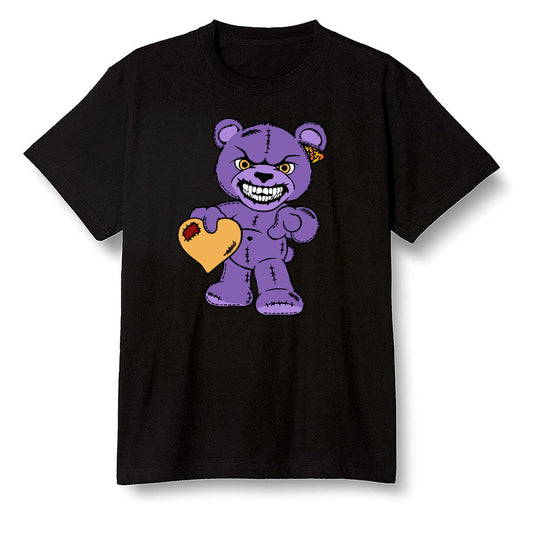 Pop Colour AJ13 Retro Court Purple - Angry Teddy Bear - Black Men T-shirt