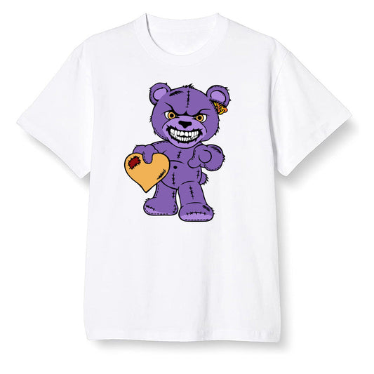 Pop Colour AJ13 Retro Court Purple - Angry Teddy Bear - White Men T-shirt