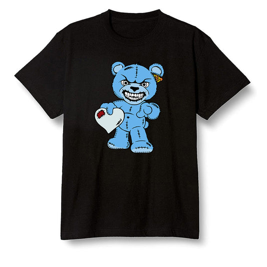 Pop Colour AJ6 Retro Unc - Univeristy Blue - Angry Teddy Bear - Black Men T-shirt