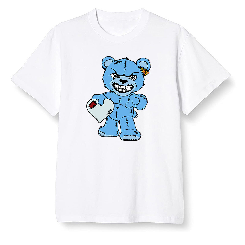 Pop Colour AJ6 Retro Unc - Univeristy Blue - Angry Teddy Bear - White Men T-shirt