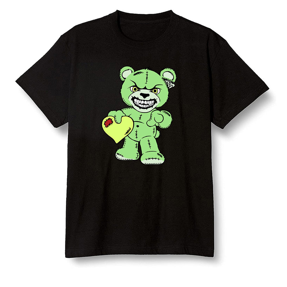 Pop Colour AJ6 Retro Electric Green - Angry Teddy Bear - Black Men T-shirt