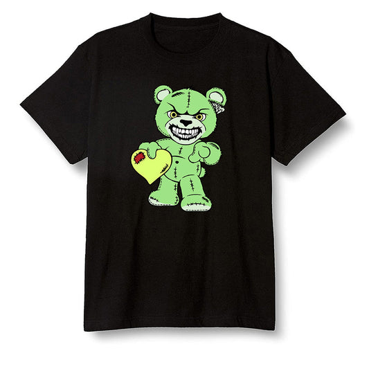 Pop Colour AJ6 Retro Electric Green - Angry Teddy Bear - Black Men T-shirt