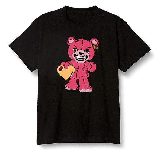 Pop Colour AJ6 Retro Hare - Angry Teddy Bear - Black Men T-shirt