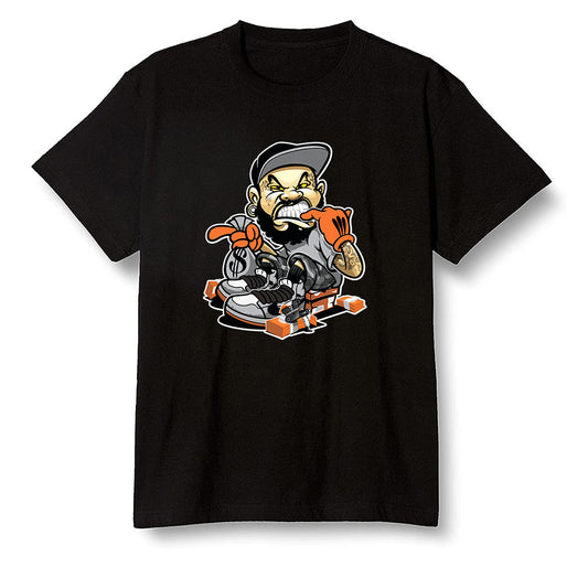 Pop Colour AJ1 Retro High OG Electro Orange - Bagg$ - Black Men T-shirt