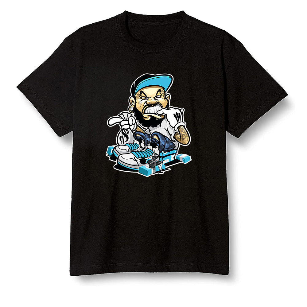 Pop Colour AJ13 Retro Obsidian Powder Blue - Bagg$ - Black Men T-shirt