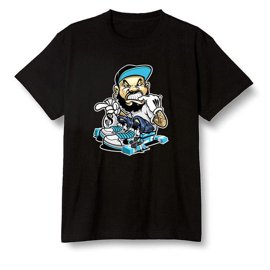 Pop Colour AJ13 Retro Obsidian Powder Blue - Bagg$ - Black Men T-shirt