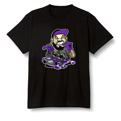 Pop Colour AJ13 Retro Court Purple - Bagg$ - Black Men T-shirt