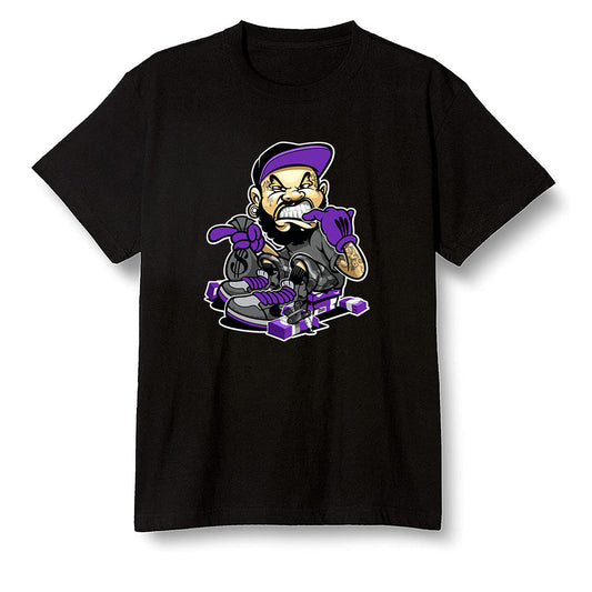 Pop Colour AJ13 Retro Court Purple - Bagg$ - Black Men T-shirt