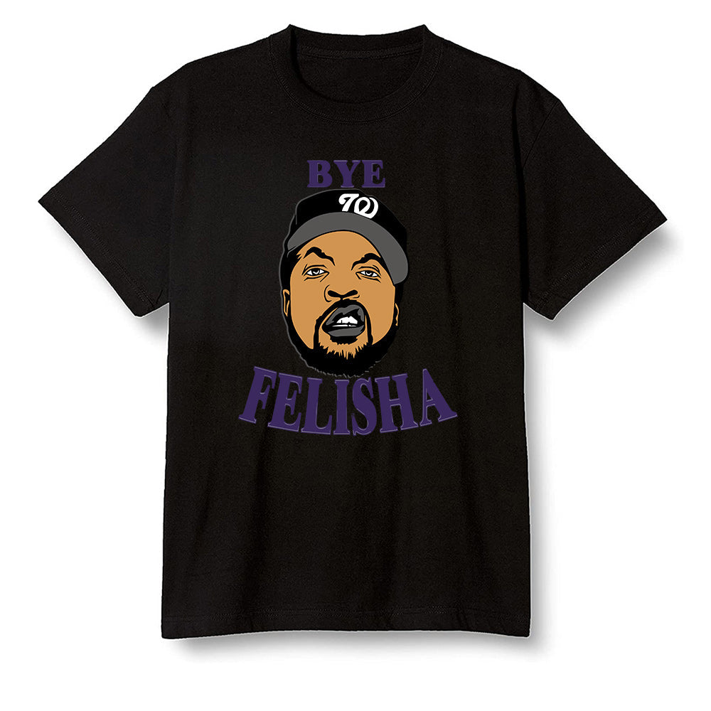 Pop Colour AJ1 Retro High OG Court Purple - Bye Felisha Movie Quote - Black Men T-shirt