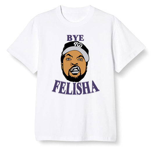 Pop Colour AJ1 High OG Court Purple - Bye Felisha Movie Quote - White Men T-shirt