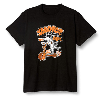 Pop Colour AJ1 Retro High OG Shattered Backboard - Cartoon dog riding a scooter - Black Men T-shirt