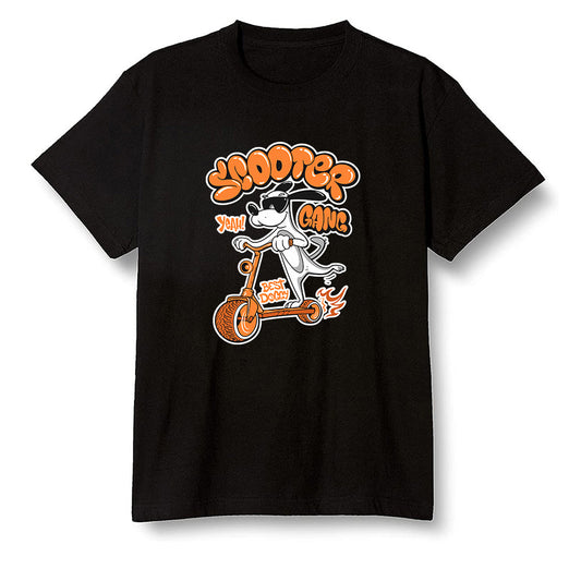 Pop Colour AJ1 Retro High OG Shattered Backboard - Cartoon dog riding a scooter - Black Men T-shirt