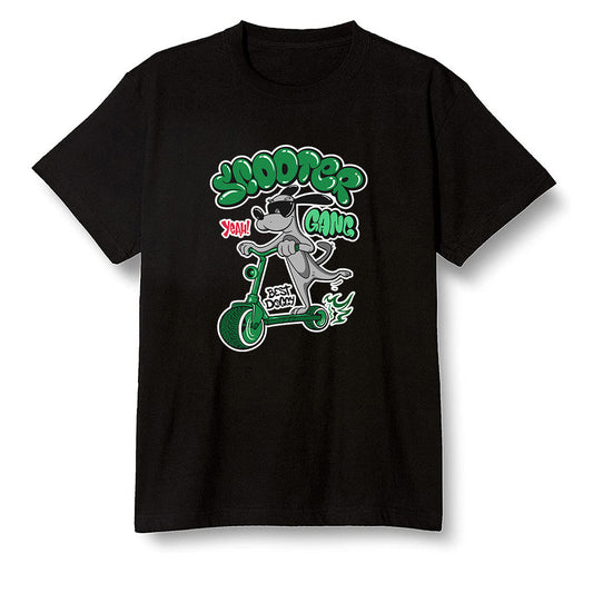 Pop Colour AJ1 Retro High OG Pine Green J10456 - Cartoon dog riding a scooter - Black Men T-shirt