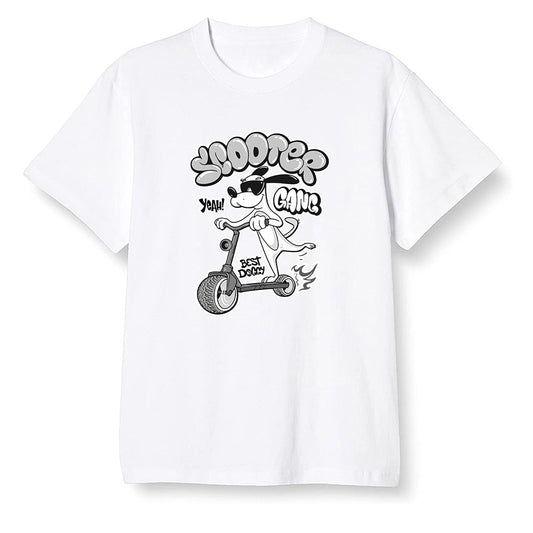 Pop Colour AJ1 Retro High OG Rebellionaire - Cartoon dog riding a scooter - White Men T-shirt