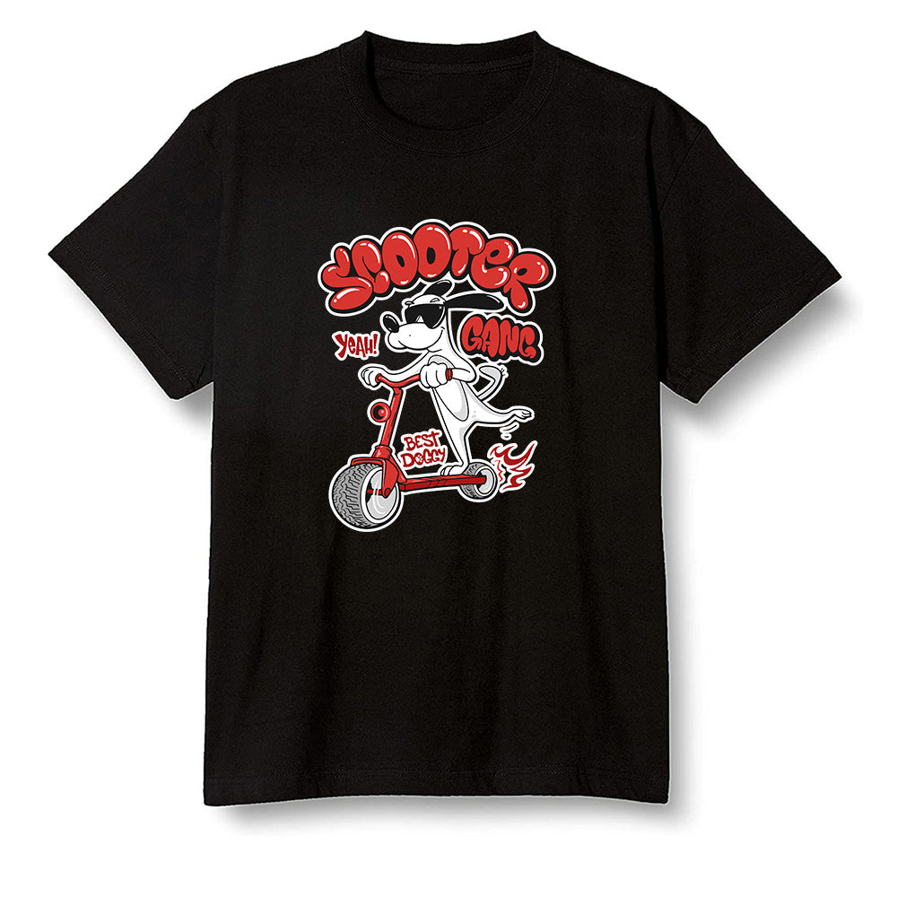 Pop Colour AJ1 Retro High OG Chicago - Cartoon dog riding a scooter - Black Men T-shirt