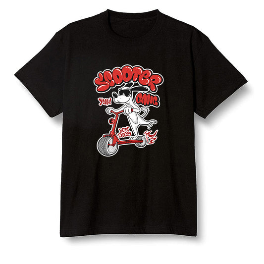 Pop Colour AJ1 Retro High OG Chicago - Cartoon dog riding a scooter - Black Men T-shirt