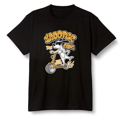 Pop Colour AJ1 Retro High OG Yellow Ochre - Cartoon dog riding a scooter - Black Men T-shirt