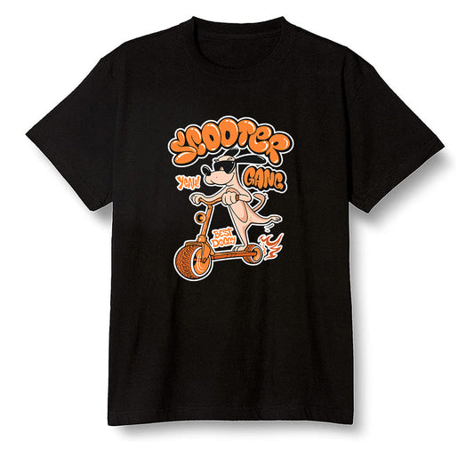 Pop Colour AJ1 Retro High OG Shattered Backboard Away - Cartoon dog riding a scooter - Black Men T-shirt