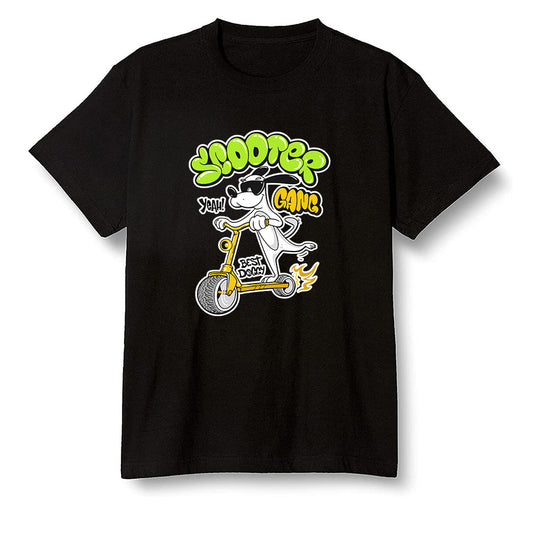 Pop Colour AJ1 Retro High OG Volt Gold - Cartoon dog riding a scooter - Black Men T-shirt
