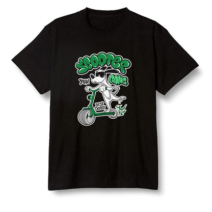 Pop Colour AJ1 Retro High OG Pine Green J10443 - Cartoon dog riding a scooter - Black Men T-shirt