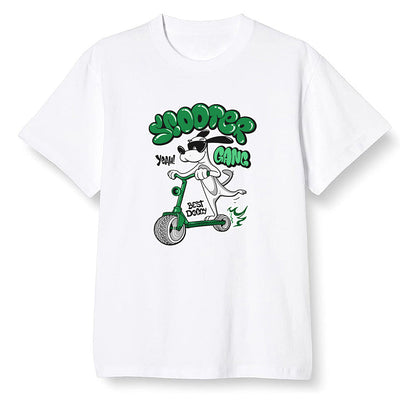 Pop Colour AJ1 Retro High OG Pine Green J10443 - Cartoon dog riding a scooter - White Men T-shirt
