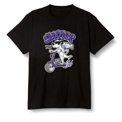 Pop Colour AJ1 Retro High OG Court Purple - Cartoon dog riding a scooter - Black Men T-shirt