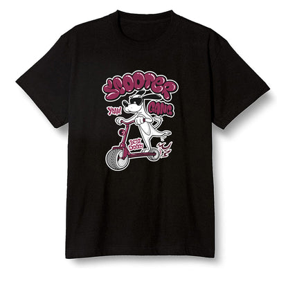 Pop Colour AJ1 Retro High OG Bordeaux - Cartoon dog riding a scooter - Black Men T-shirt