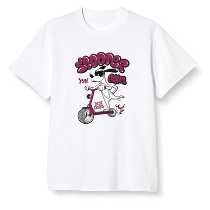 Pop Colour AJ1 Retro High OG Bordeaux - Cartoon dog riding a scooter - White Men T-shirt