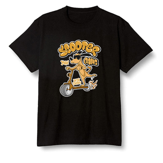 Pop Colour AJ1 Retro High OG Rookie Of The Year - Cartoon dog riding a scooter - Black Men T-shirt