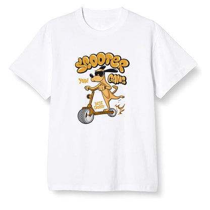 Pop Colour AJ1 Retro High OG Rookie Of The Year - Cartoon dog riding a scooter - White Men T-shirt