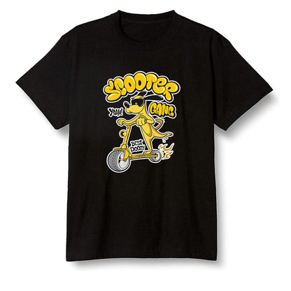 Pop Colour AJ1 Retro High OG Pollen - Cartoon dog riding a scooter - Black Men T-shirt