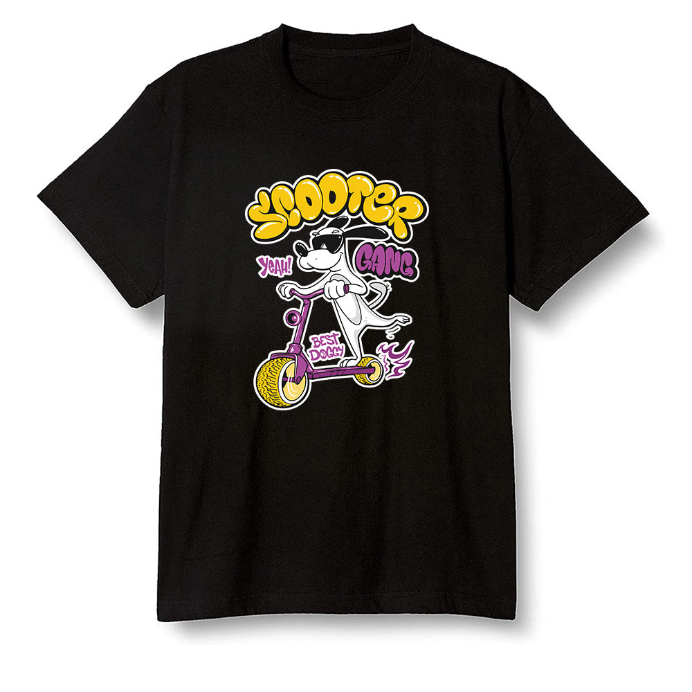 Pop Colour AJ1 Retro High OG Brotherhood - Cartoon dog riding a scooter - Black Men T-shirt