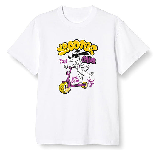 Pop Colour AJ1 Retro High OG Brotherhood - Cartoon dog riding a scooter - White Men T-shirt