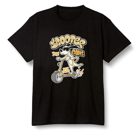 Pop Colour AJ1 Retro Hi Prm Mushroom - Cartoon dog riding a scooter - Black Men T-shirt