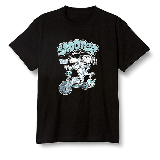 Pop Colour AJ1 NRG Joint Model - White - Cartoon dog riding a scooter - Black Men T-shirt