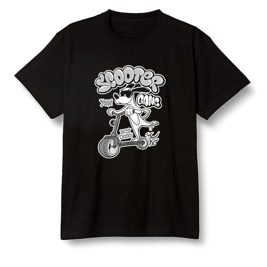Pop Colour AJ1 High OG Silver TOE - Cartoon dog riding a scooter - Black Men T-shirt
