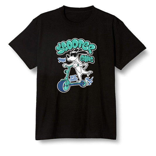 Pop Colour AJ1 High OG TIE DYE - Cartoon dog riding a scooter - Black Men T-shirt
