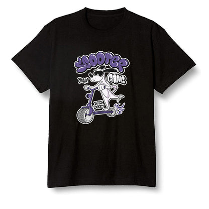 Pop Colour AJ1 High OG Court Purple - Cartoon dog riding a scooter - Black Men T-shirt