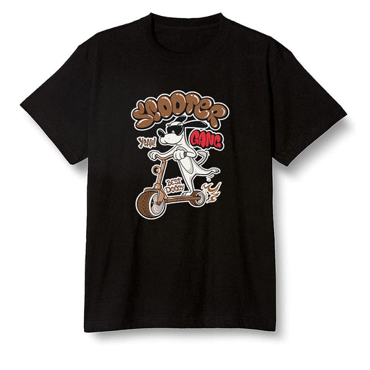 Pop Colour AJ1 High OG TS SP Travis Scott - Mocha - Cartoon dog riding a scooter - Black Men T-shirt