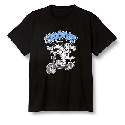 Pop Colour AJ1 Low Wolf Grey/Sail/Photon Dust/White - Cartoon dog riding a scooter - Black Men T-shirt