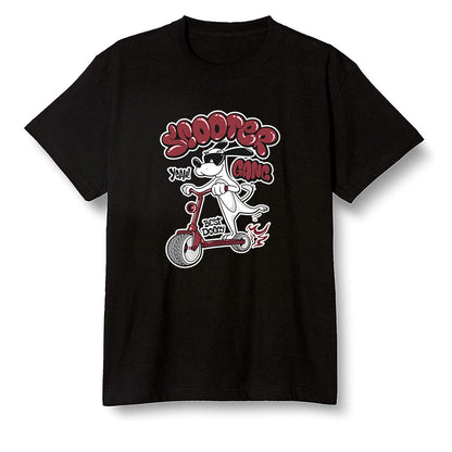 Pop Colour AJ1 Retro High OG SP White/Royal/Varsity Red/Black - Cartoon dog riding a scooter - Black Men T-shirt